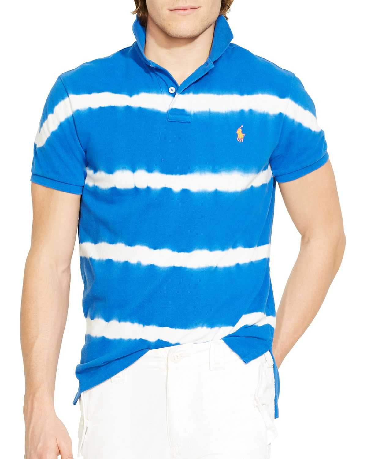 Ralph lauren Polo Custom-fit Tie-dyed Polo Shirt in Blue for Men ...