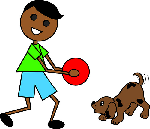 Boy And Dog Playing Clipart