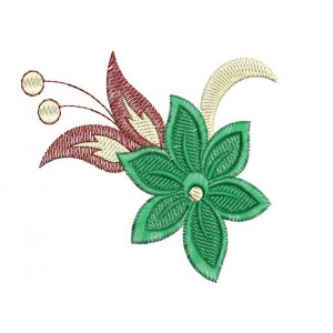 Dark green star flower designs - EmbroideryShristi