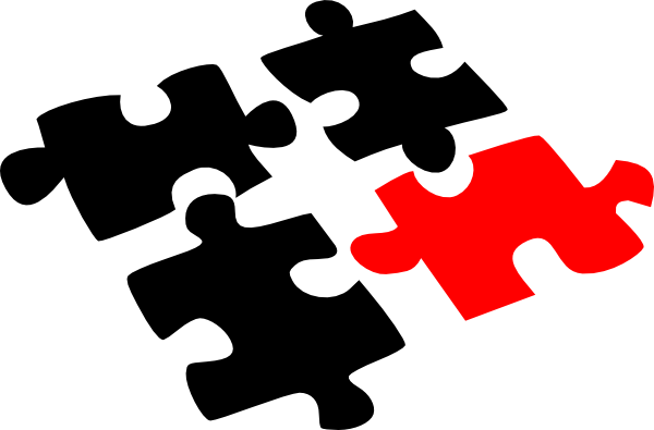 Puzzle Pieces Red And Black Clip Art - vector clip ...
