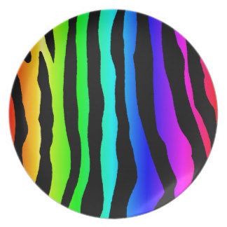 Rainbow Zebra Plates | Zazzle