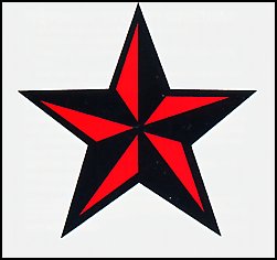 Temporary Tattoos and Fake Tattoos Red & Black Nautical Star 2.5" wide