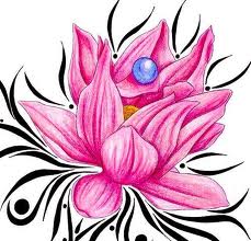 Pink Tribal Lotus Flower Tattoo Designs