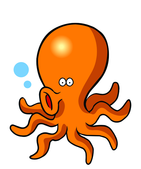 free clip arts: orange cute octopus vector and clipart and logo ...