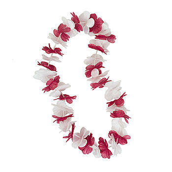 Maroon and White Leis, White and Maroon and White Hawaiian Leis