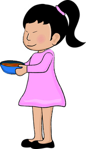 Girl Eating Clipart Image - Asian Girl Holding a Bowl of Soup