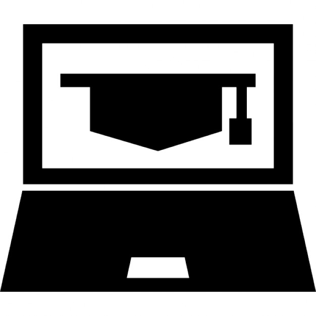 Computer with graduate cap on screen Icons | Free Download