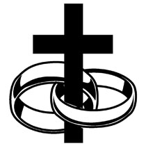 Interlocking wedding bands clipart with cross