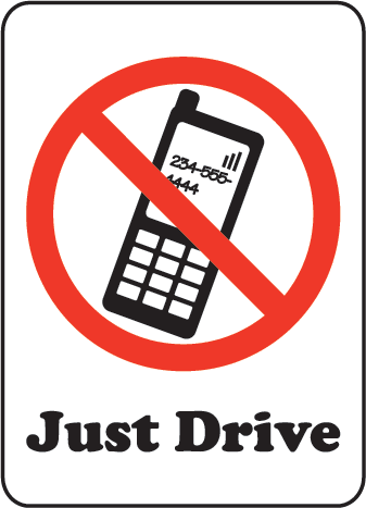 Just Drive No Cell Phone Sign by SafetySign.com - F7222