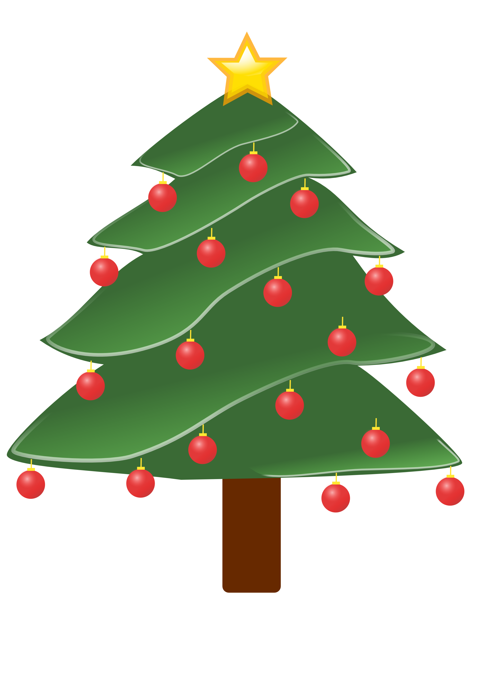 Clip Art: Lightly Decorated Evergreen 1 ...