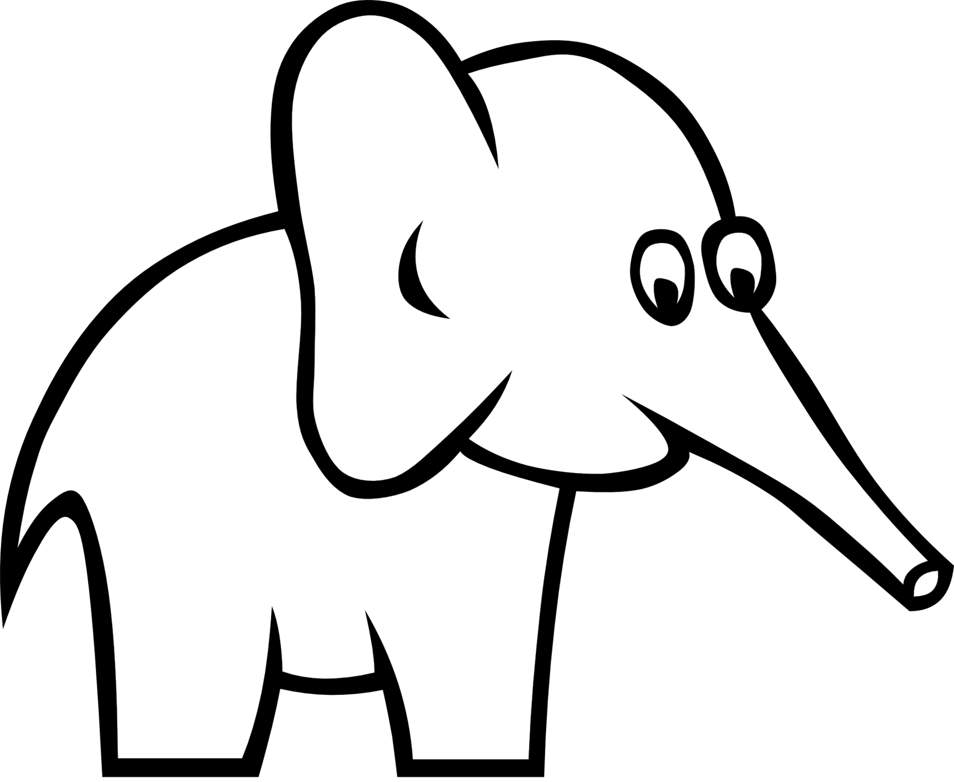 Certain Elephant Black White Line Art Scalable Vector Graphics SVG ...