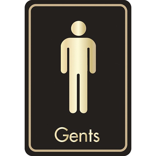 Mileta Gents Toilet Symbol 128 x 83mm Black/Gold Black/Gold 128 x 83mm