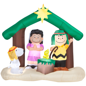 Shop Gemmy 6-ft Inflatable Peanuts Nativity Scene with ...