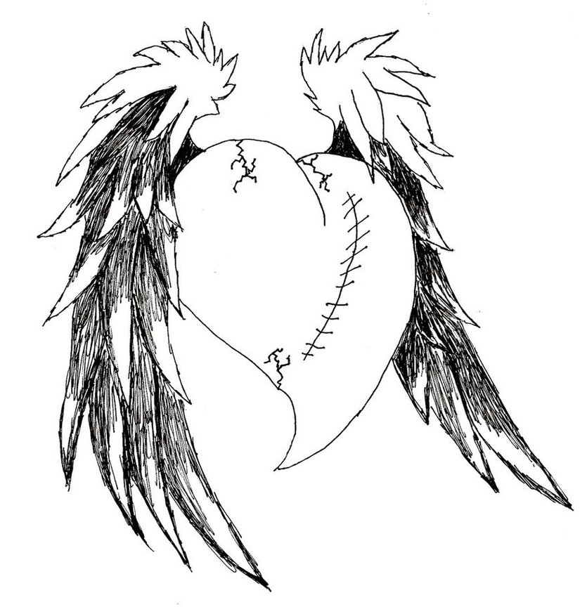 Heart With Wings Drawings Clipart - Free to use Clip Art Resource