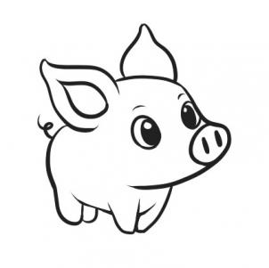 How to Draw a Simple Pig, Step by Step, Farm animals, Animals ...