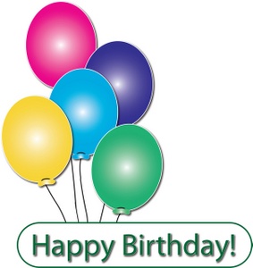 Free Balloons Clip Art Image - Balloons with "Happy Birthday" Text