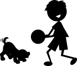 Pet Clipart Image - Silhouette of a Little Boy Playing Ball with ...