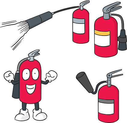 Drawing Of The Fireman Putting Out Fire Clip Art, Vector Images ...