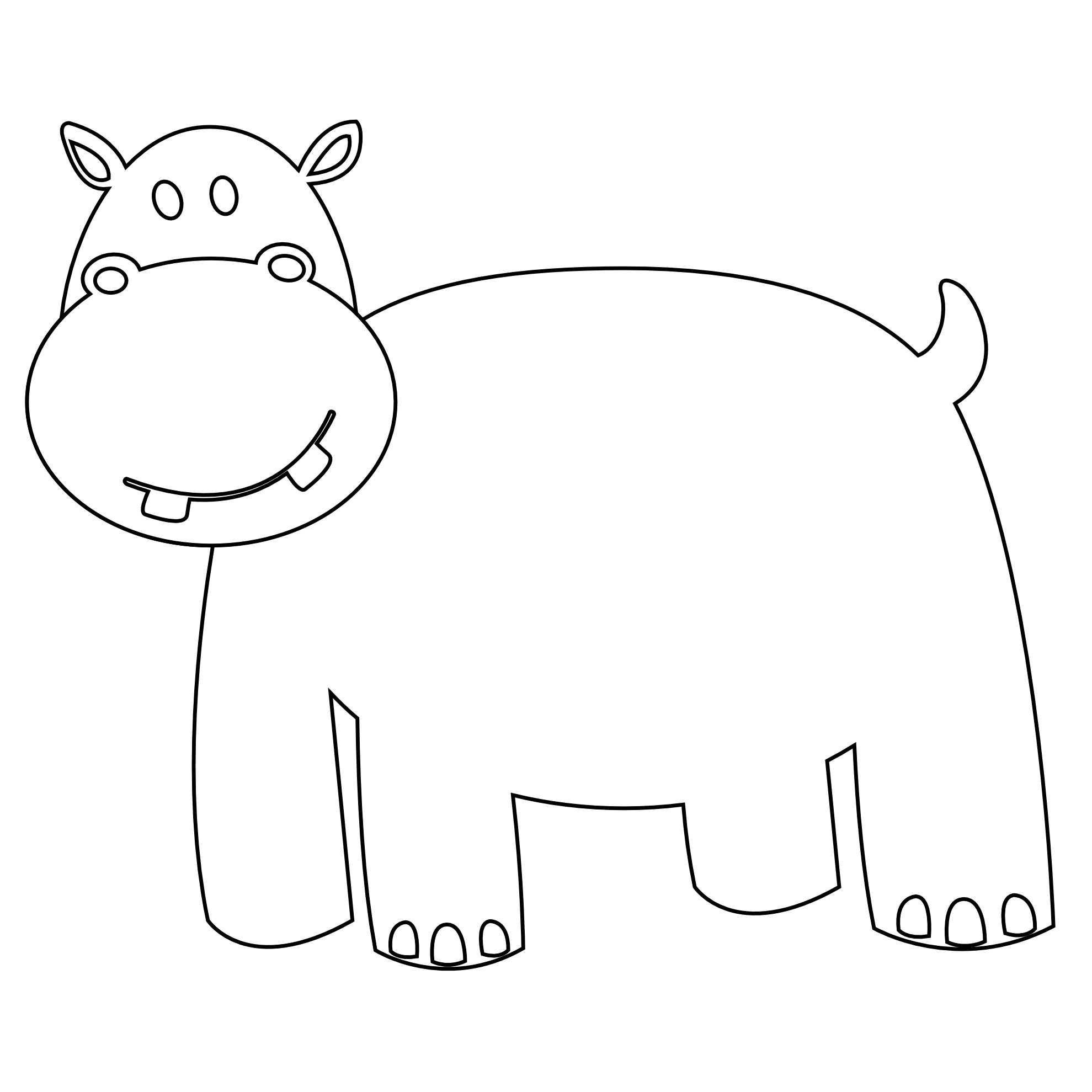 Colorful Animal Hippo Black White Line Art Scalable Vector ...