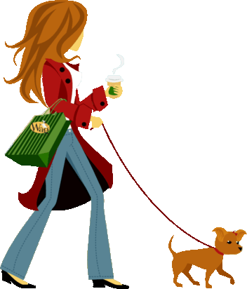 Woman Walking Dog Clipart