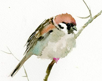 Sparrow painting | Etsy