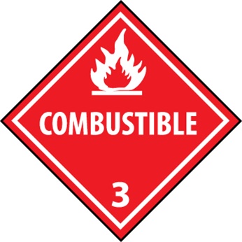 Combustible 3 DOT Placard