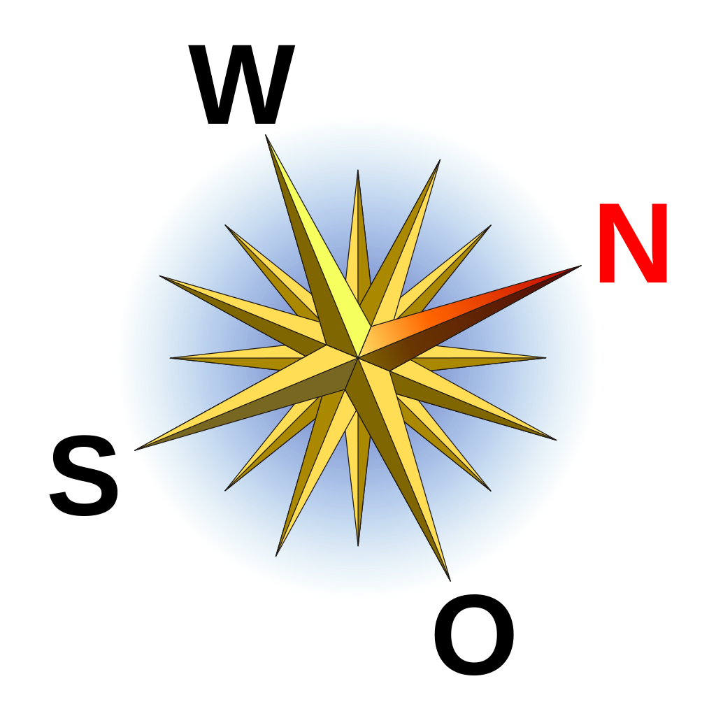 Compass Rose de small WNW.svg