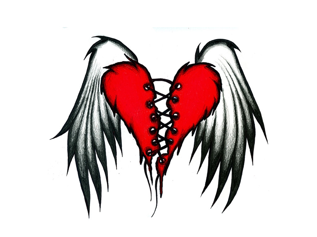 Tattoo Desktop Wallpaper Broken Heart Wings Design | 1024x768px ...