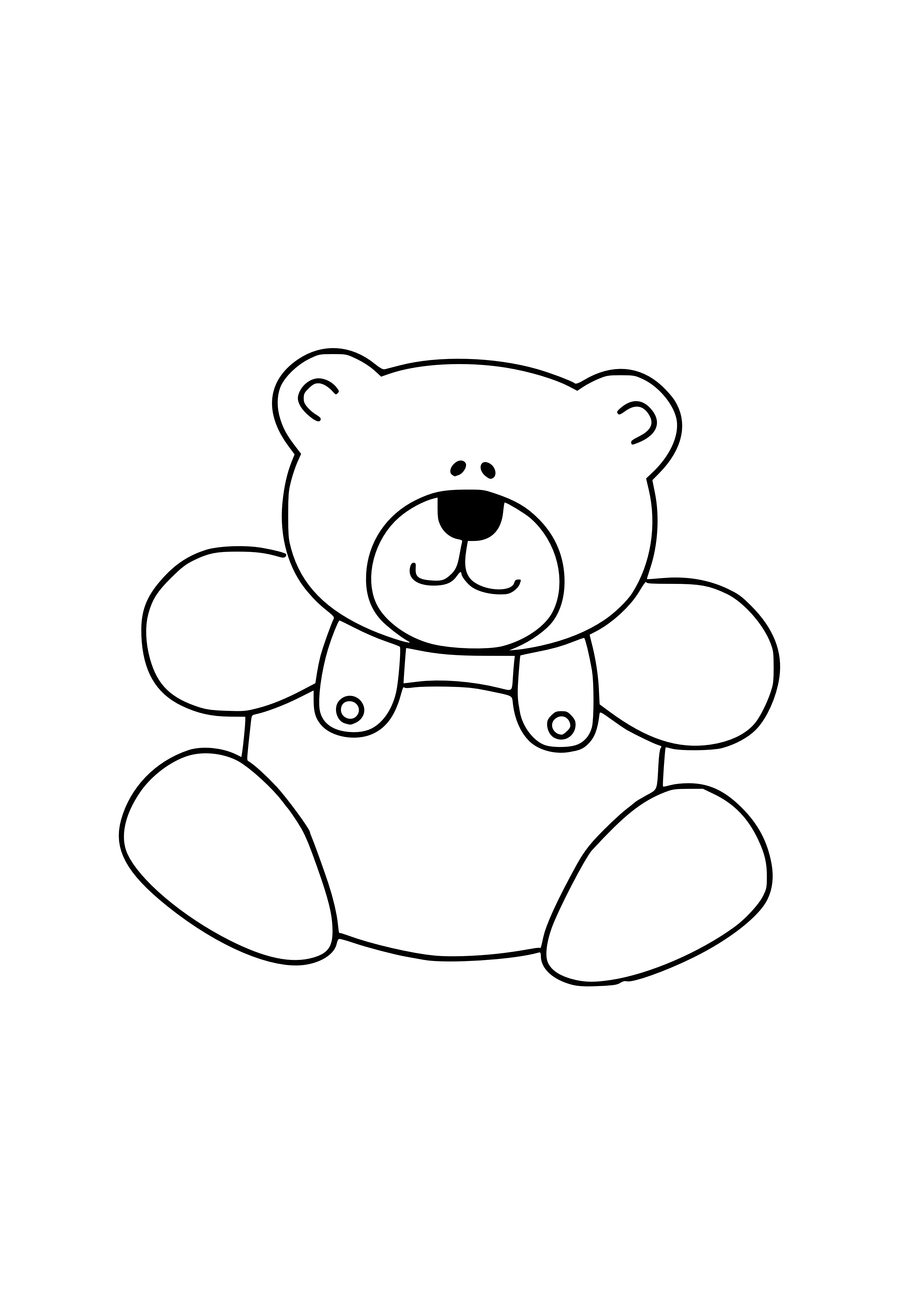 Clip Art Bear Black White Line Art Clipart Best