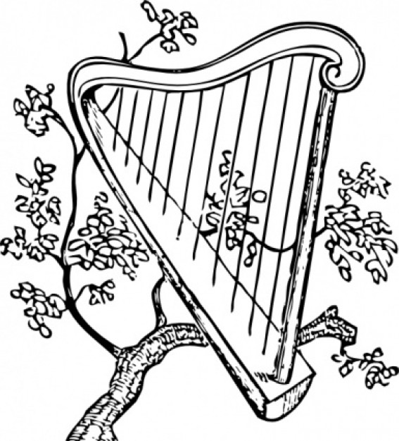 Harp And Branch clip art | Download free Vector