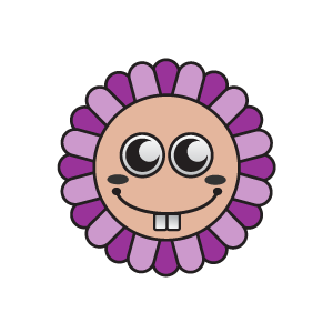 Flower Clipart - Purple Smiling Sun Flower with Black Background ...