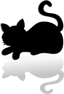 Kitty Cat Clipart Image - Reclining cat with long tail silhouette ...