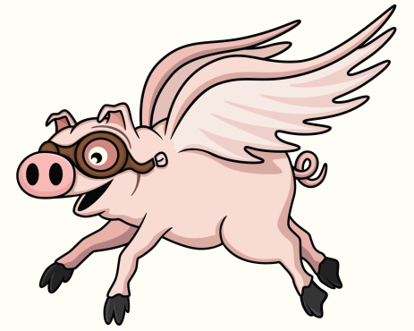Cartoon Of A When Pigs Fly Clip Art, Vector Images & Illustrations ...