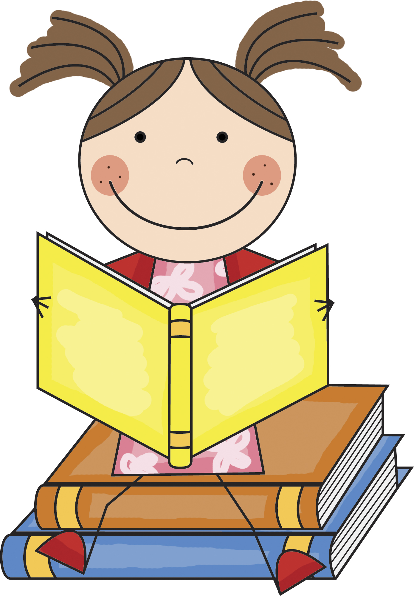 Girl Reading Book Clipart