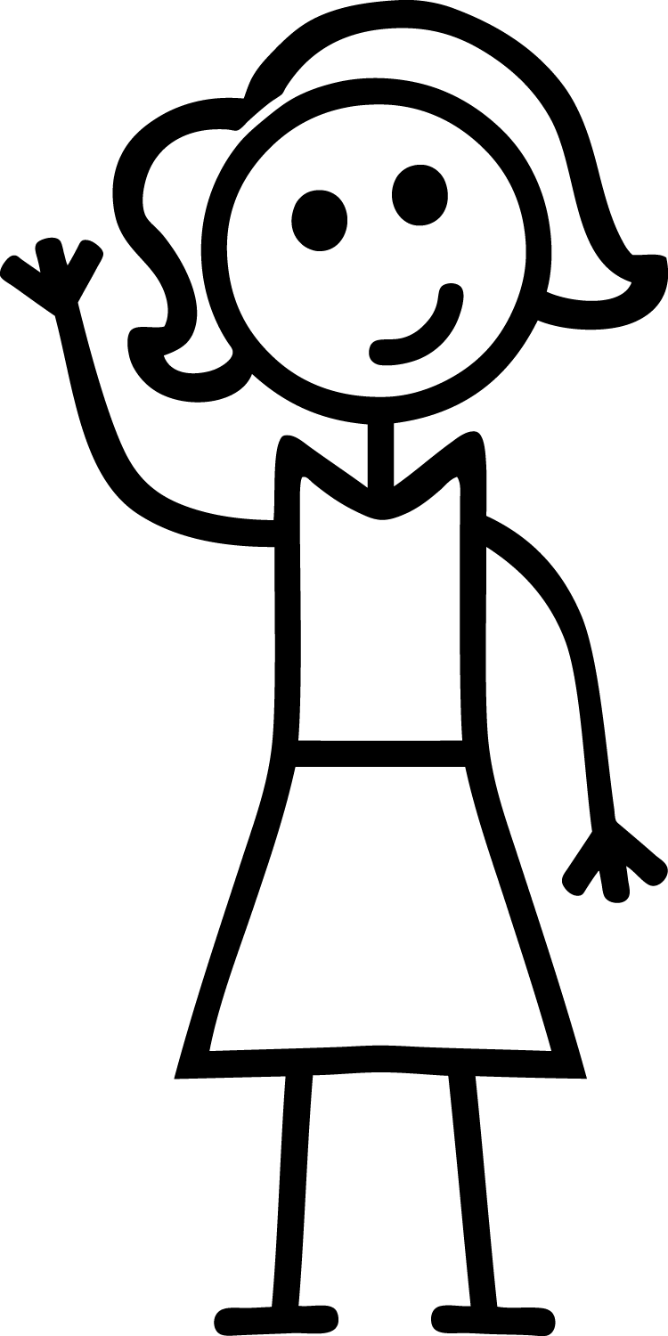 Stick people girls clipart