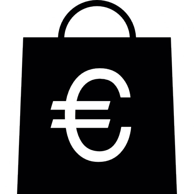 Euro symbol on a shopping bag Icons | Free Download