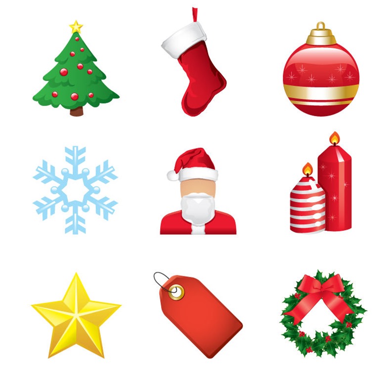 Christmas Elements Icon Set | Free Vector Graphics | All Free Web ...
