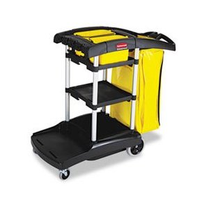 Rubbermaid Housekeeping Service Cart with Two Caddies, Black ...