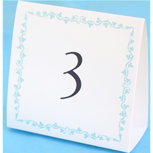 5x5 Table Number Card Favor Kit - AQUA BLUE Flower Color Border ...