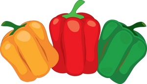 Bell Peppers Clipart Image - 3 Colorful Bell Peppers - Yellow or ...