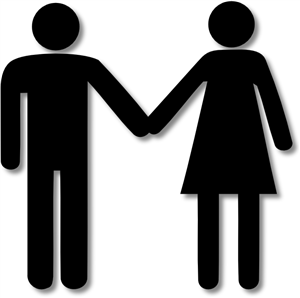 Silhouette Online Store: man woman holding hand symbol ...