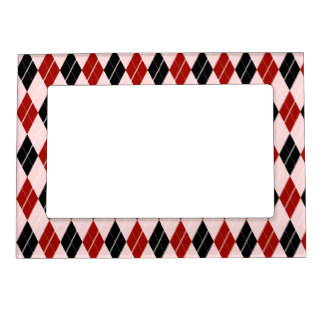 Red Plaid Magnetic Frames, Red Plaid Picture Frame Magnets