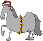 Clipart Illustration of a Handsome Gray Horse Decked Out In A Red ...