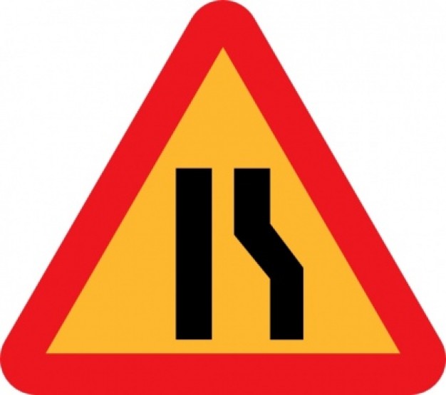 Narrowing Lanes Road Sign clip art | Download free Vector