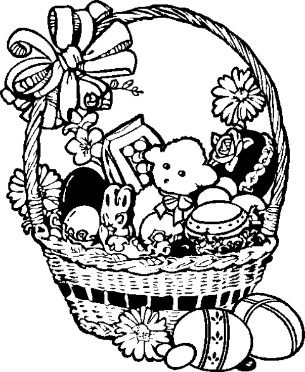 Easter Basket to Color Coloring Book Page 14