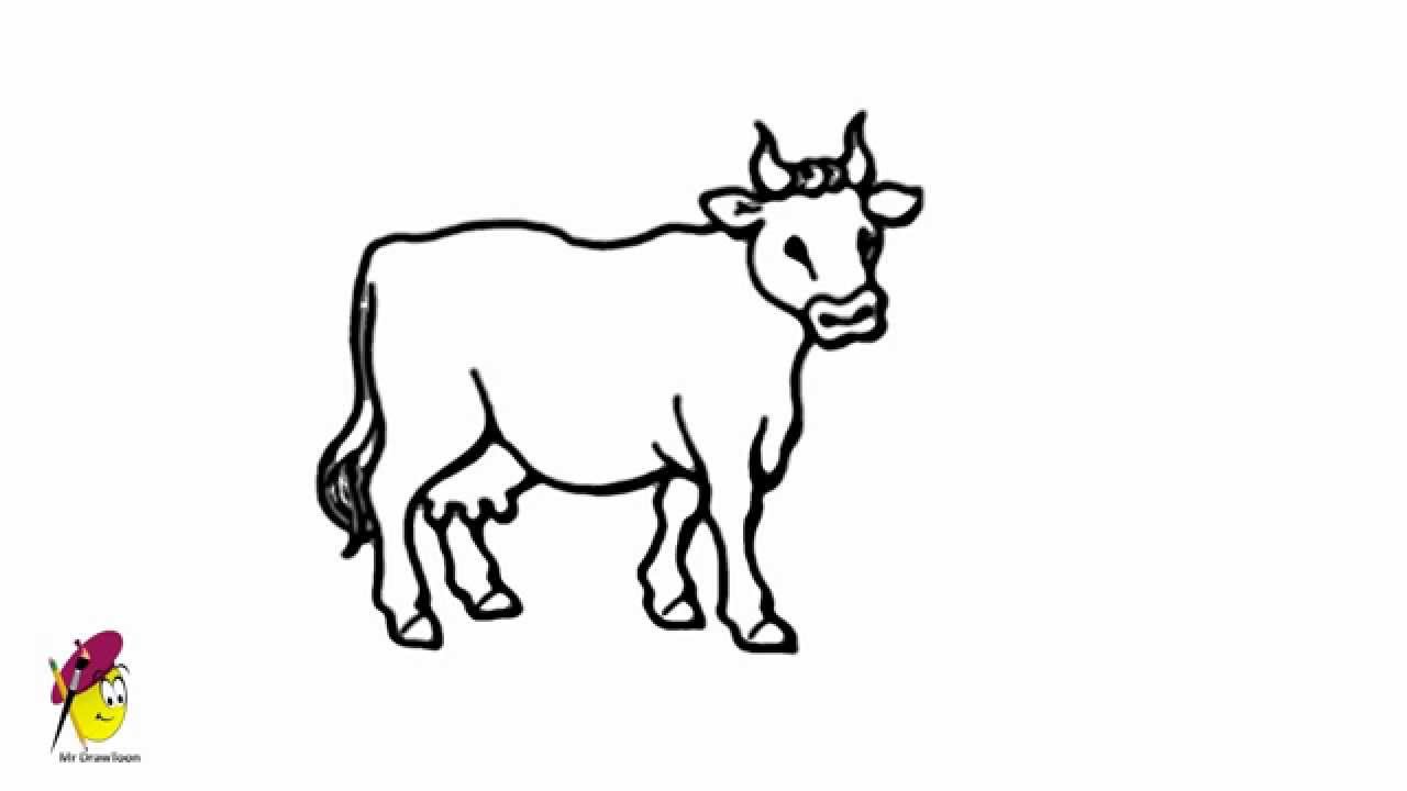 Cow - Farm Animals - Easy Drawing - how to draw a Cow - YouTube