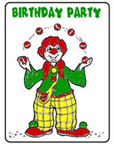 Children's Circus Clown Themed Birthday Party Invitations