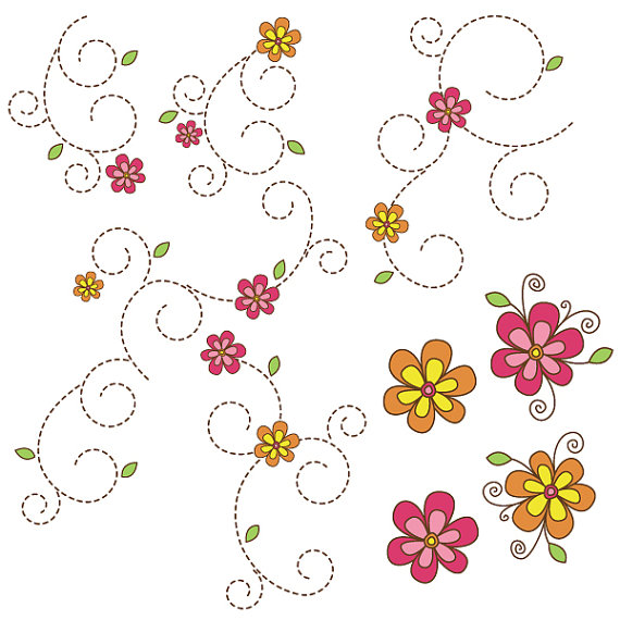 Floral Swirls Digital Clipart Clip Art for by CollectiveCreation