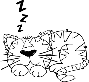 Cartoon Cat Sleeping Outline clip art Free Vector