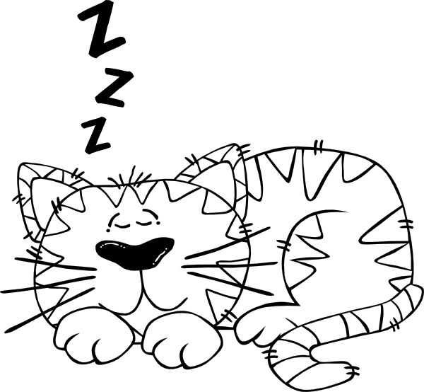 Cartoon Cat Sleeping Outline clip art Free Vector